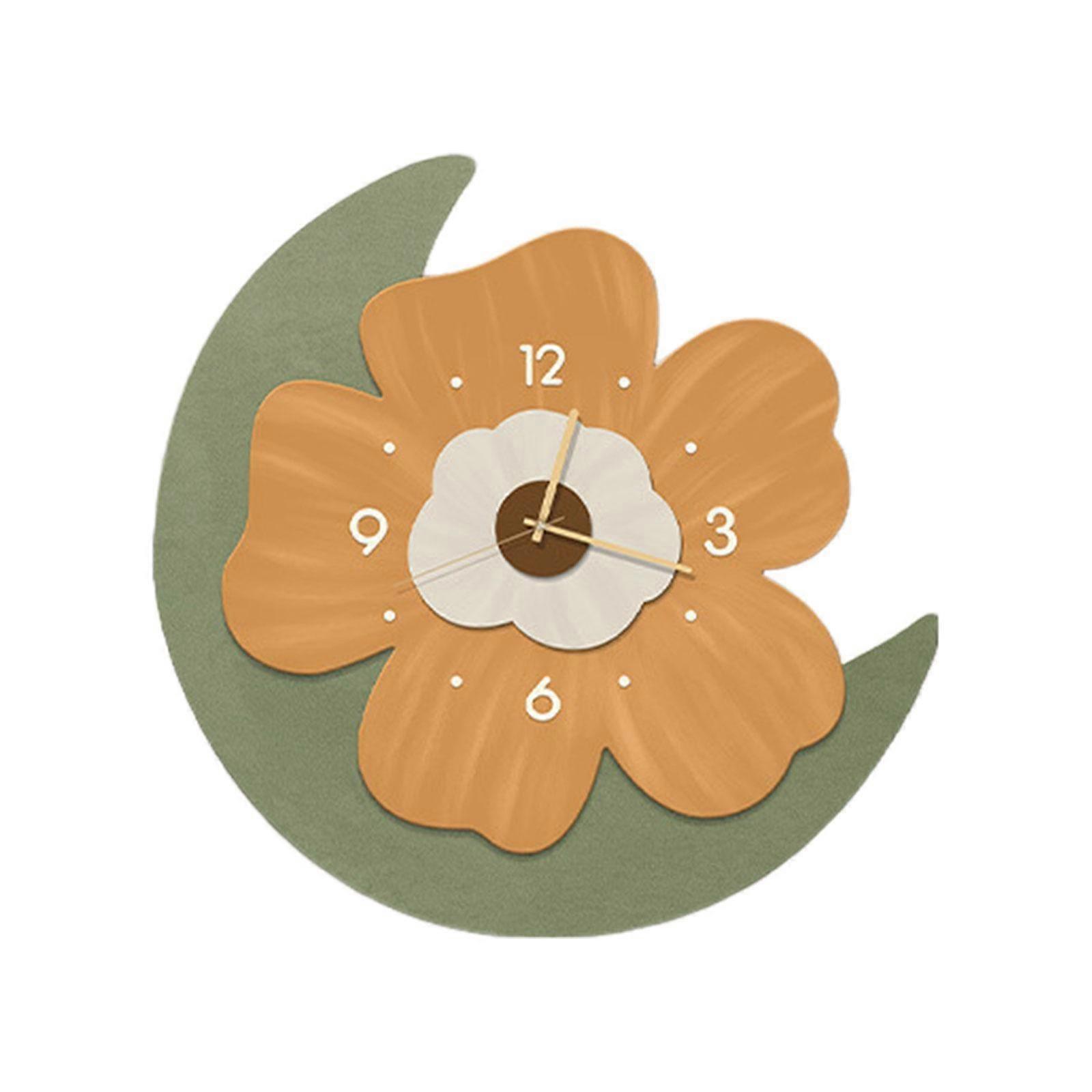 Flower Irregular Wall Clock Mute Decorative Clock for Dining Room Study Room