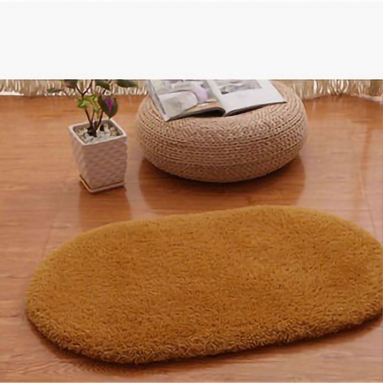 Oval Slip Resistant Indoor Door Mat Moisture Absorbing Soft Plush Carpet Rug Ideal for Kitchen and Bedroom D��cor in Khaki 40x60cm/15.7x23.6i