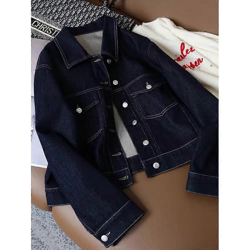 Women's Spring and Autumn Lapels Are Niche Design Short Denim Jackets