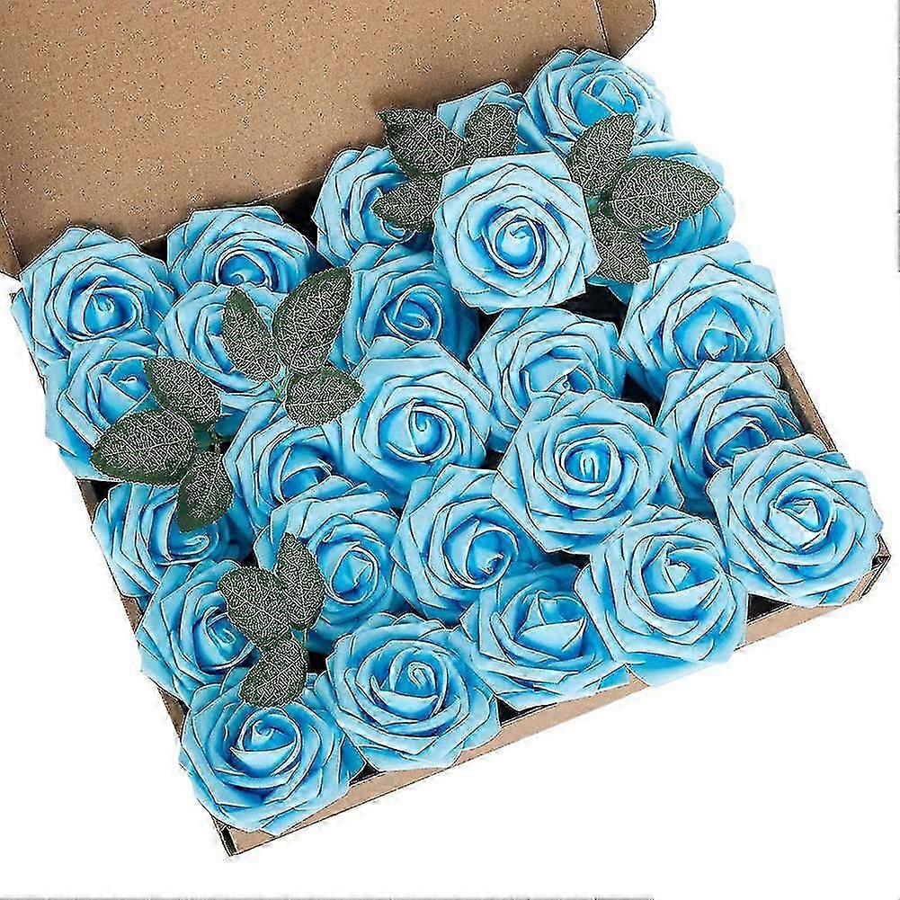 25pcs Rosas de Espuma Artificial com Hastes para Buquês de Casamento DIY, Arranjos Florais de Centro de Mesa