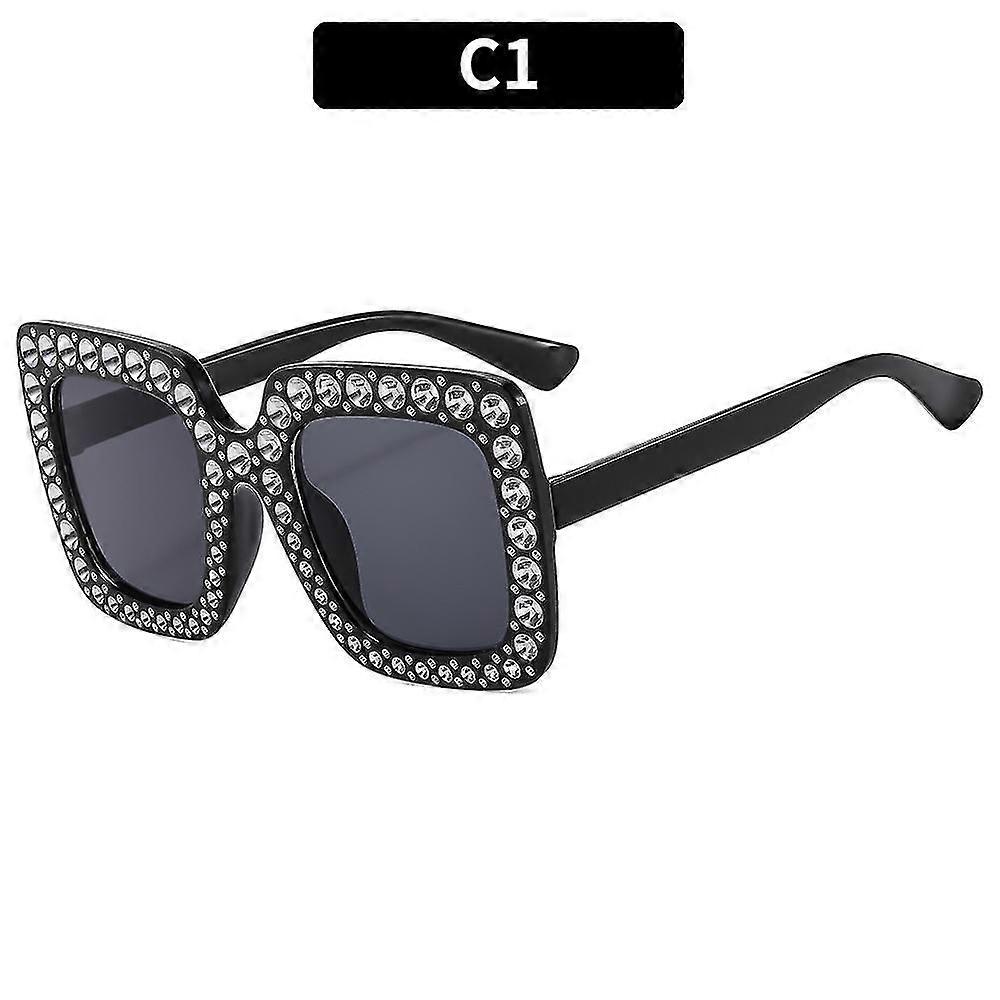 Oversize Square Sparkling Sunglasses AC Frame Glasses