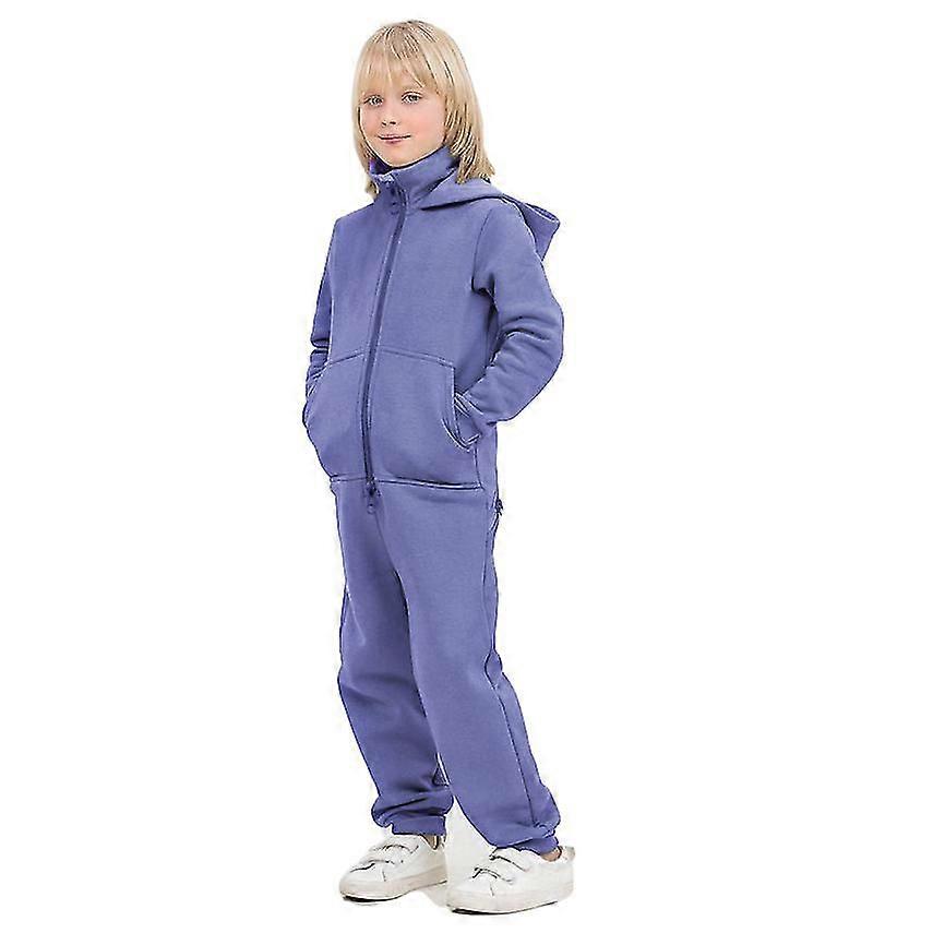 Children's Zipper Long Sleeve Hooded Jumpsuit Zipper Open Pants Loose Casual Autumn And Winter Clothes