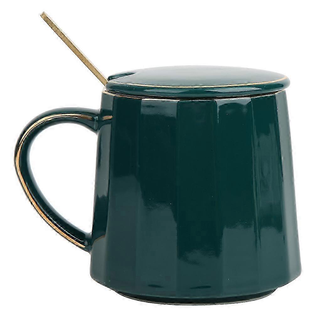 蓋とスプーン付きのかわいいセラミックコーヒーマグ - ホームオフィスギフト