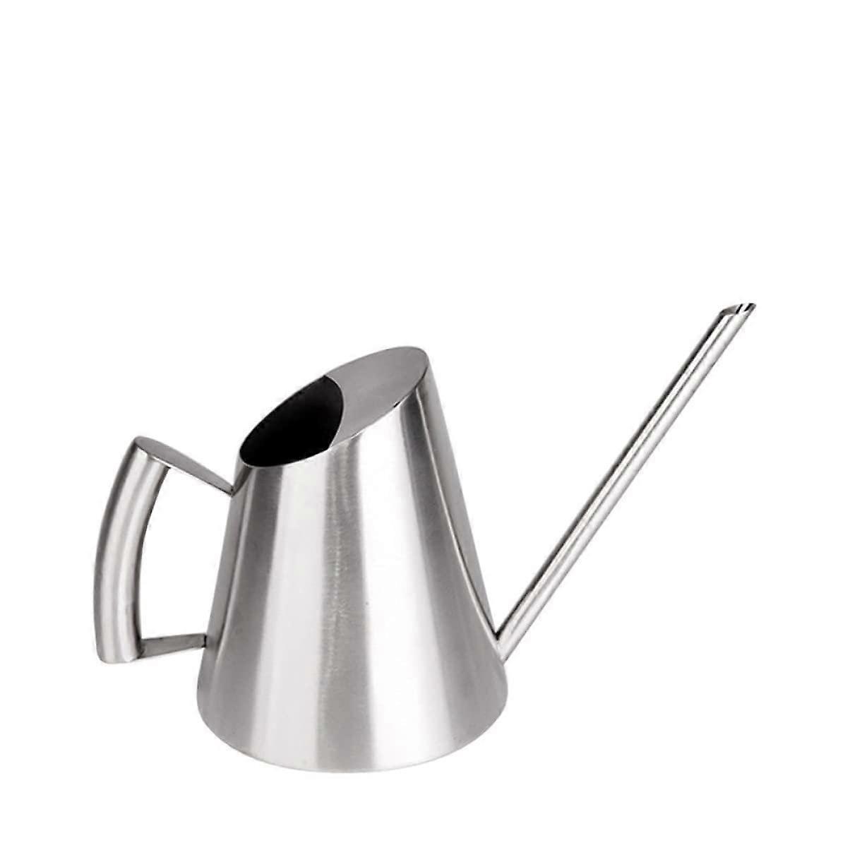 Watering can with spout 900 ml made of brushed stainless steel for garden watering
