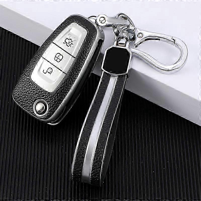 3 Buttons TPU+Leather Car Key Case Cover Suitable for Certain Brands Auto Accessories