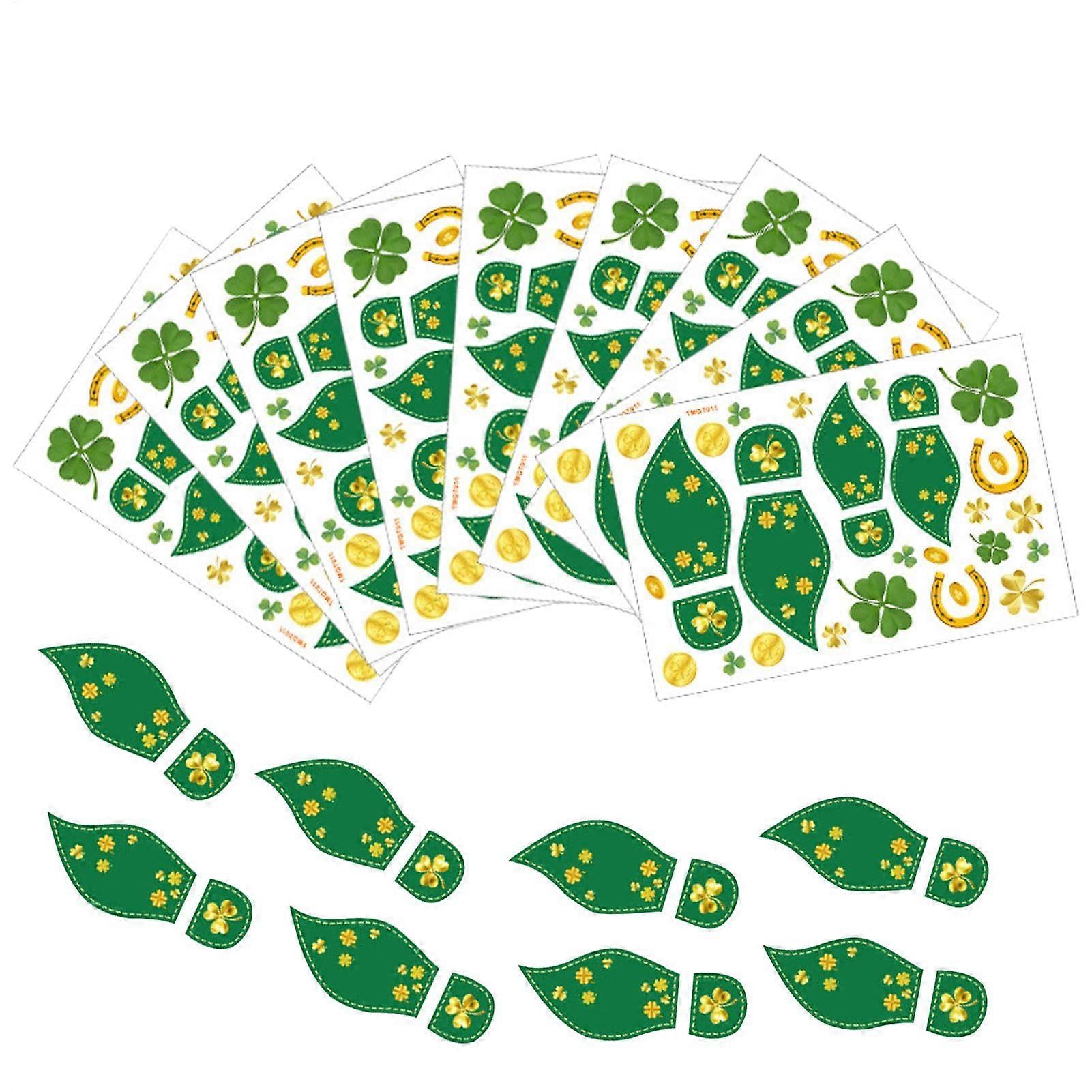 St. Patricks Floor Stickers, Removable Green Shamrock Footprint Designs for Offices, Schools, and Businesses