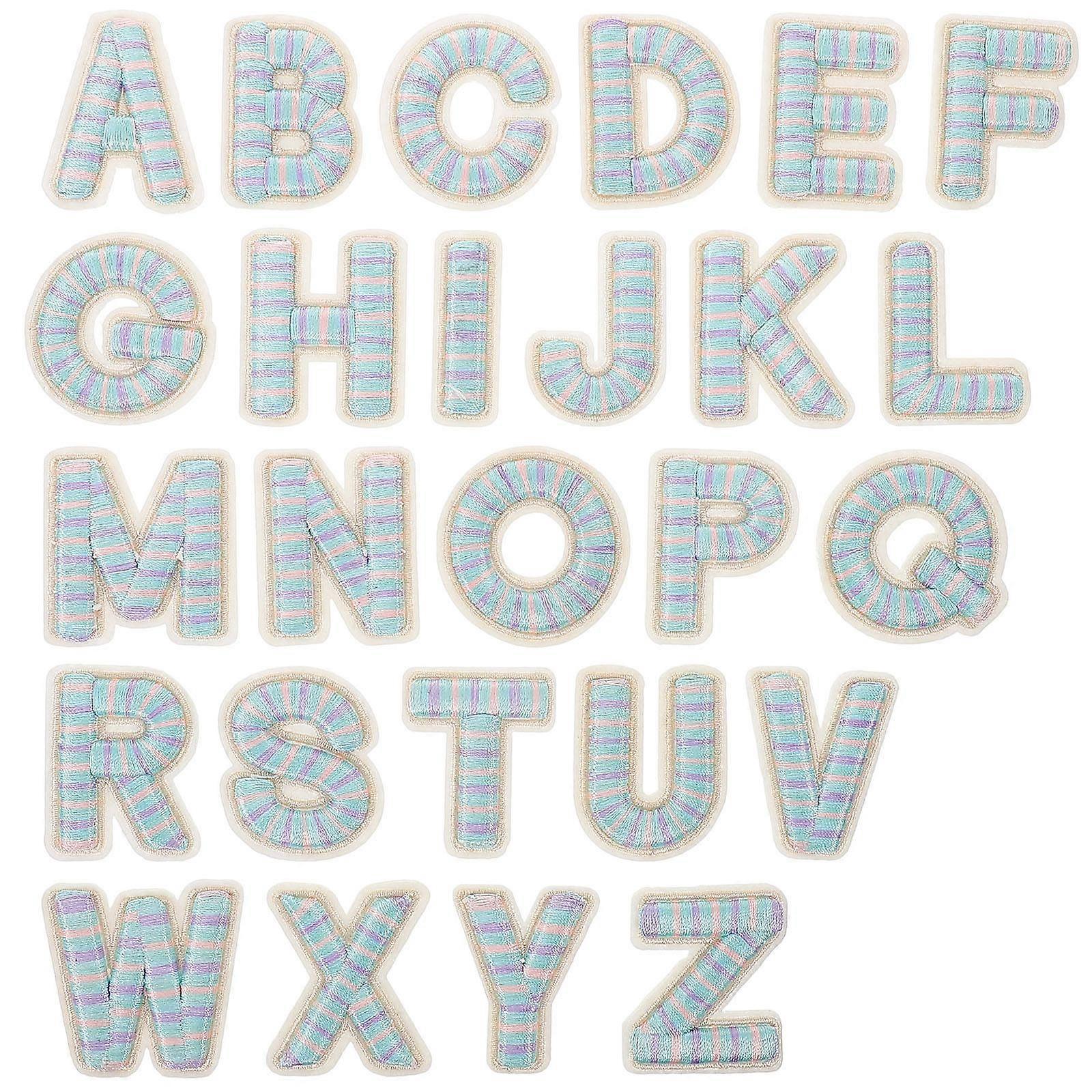 Embroidered Patches 26Pcs Multi Color Fabric Stylish Decoration Iron on Patch Letters for Clothes