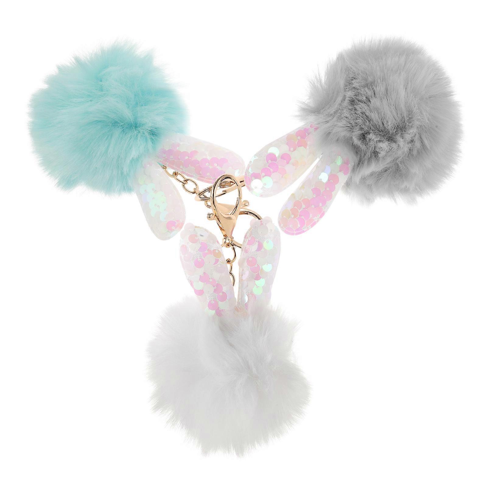 Cute Keychain Charms Plush Rabbit Keychain Bulk Small Rabbit Ears Shaped Bag Charm For Backpack Students 3pcs