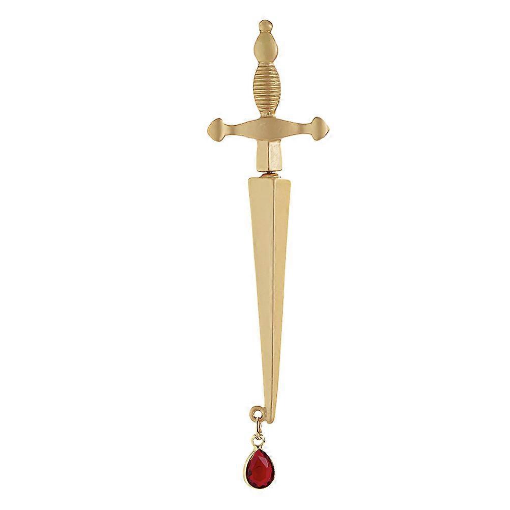 Golden Alloy Retro Sword Shaped Single Ear Pendant for Decorative Use as Gifts 1Pc