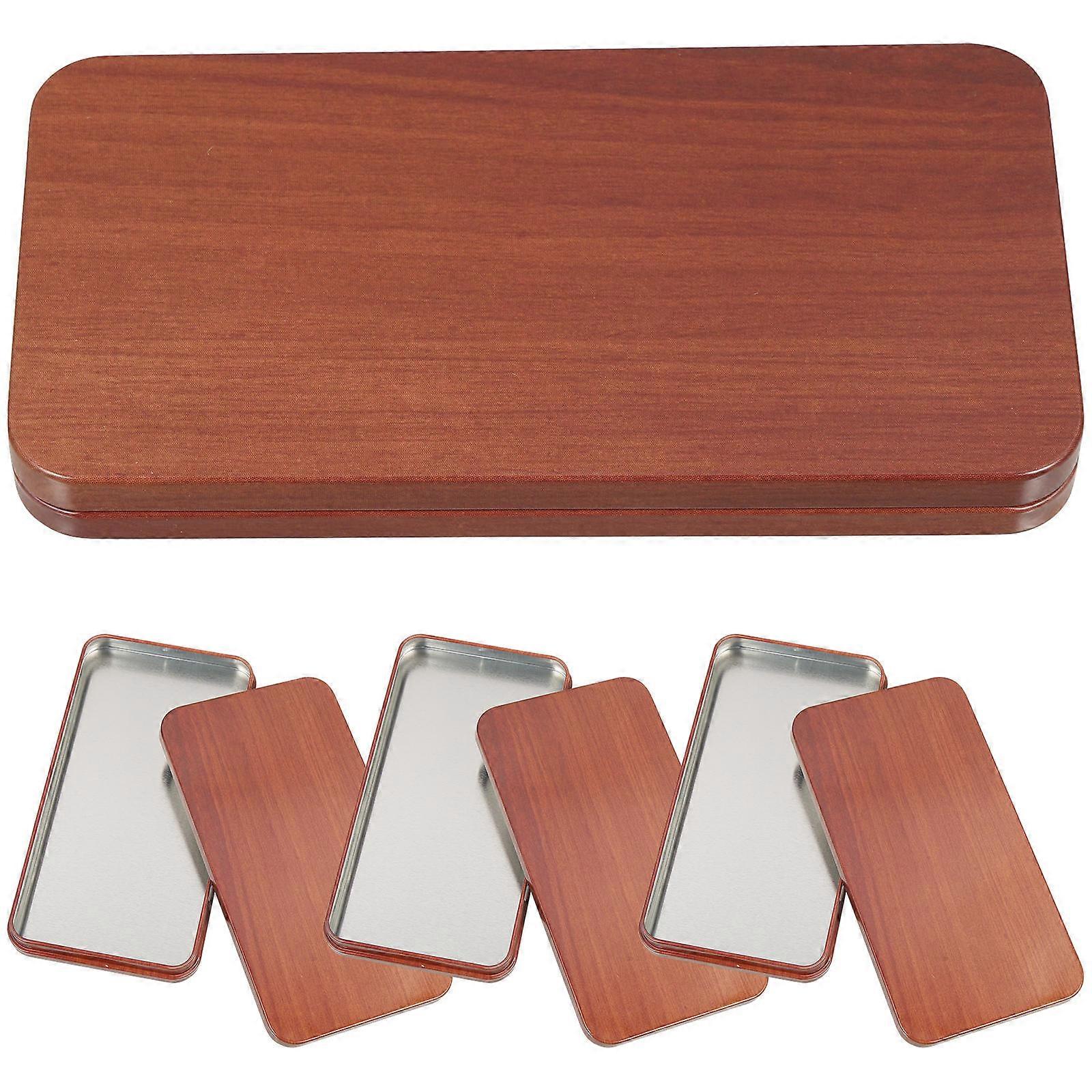 Tinplate Box With Lid Metal Portable Storage Box Travel Rectangular Small Tin Box With Lid 4Pcs