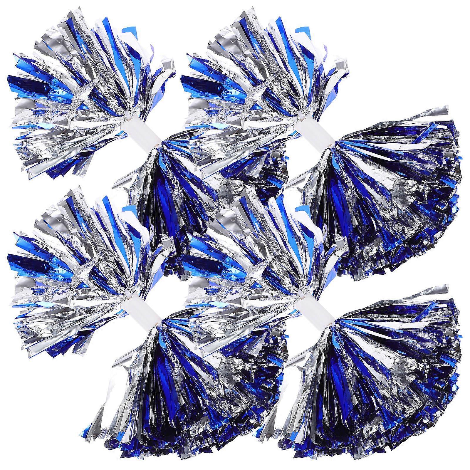 Cheer Poms Large Cheerleading Pom Poms Cheerleader Props Reusable Metallic Blue 4Pcs