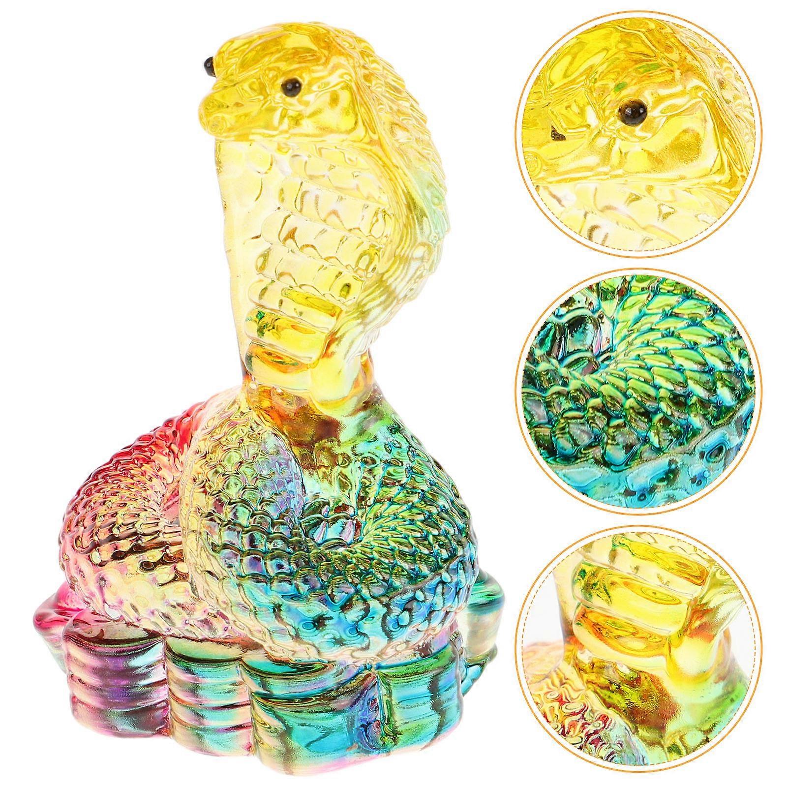 Crystal Snake Figurine Desktop Snake Statue For Family Friends Multi-Colored 8.10X5.60X5.60CM 1Pack