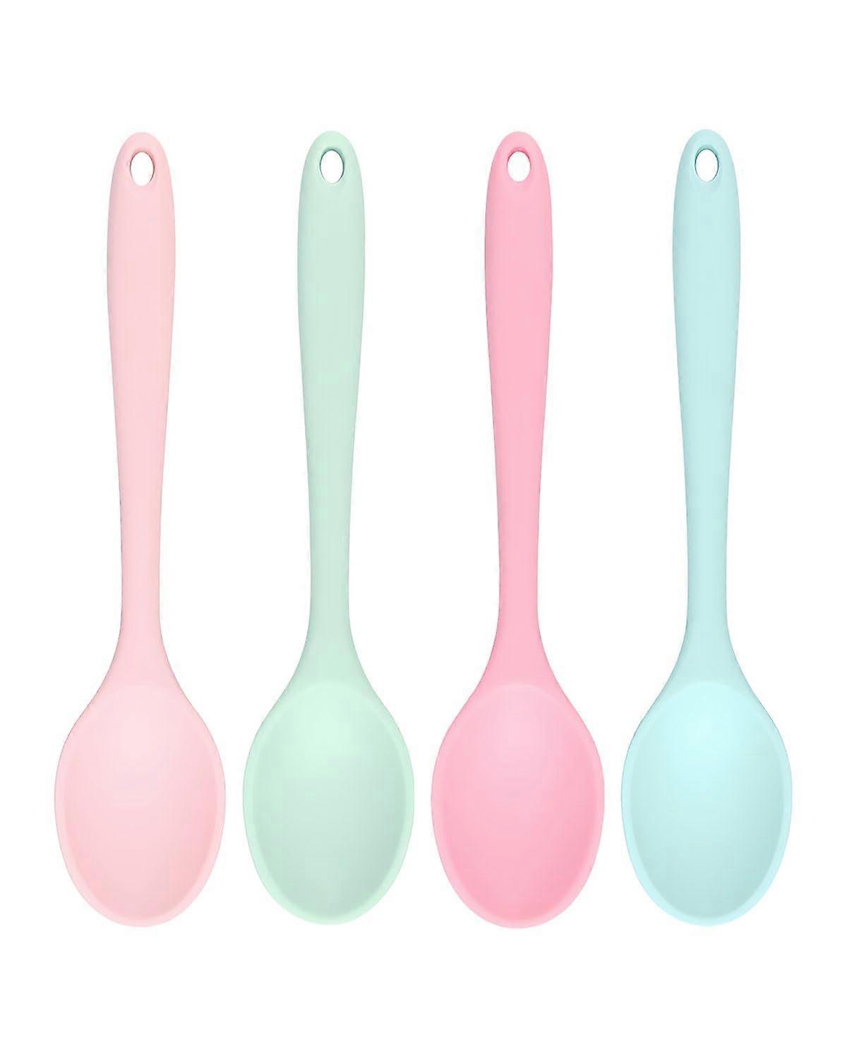 Silicone Cooking Spoons Set Of 4, Large 21 cm, Heat-Resistant To 500F, Kitchen Mixing Spoons For Baking And Stirring