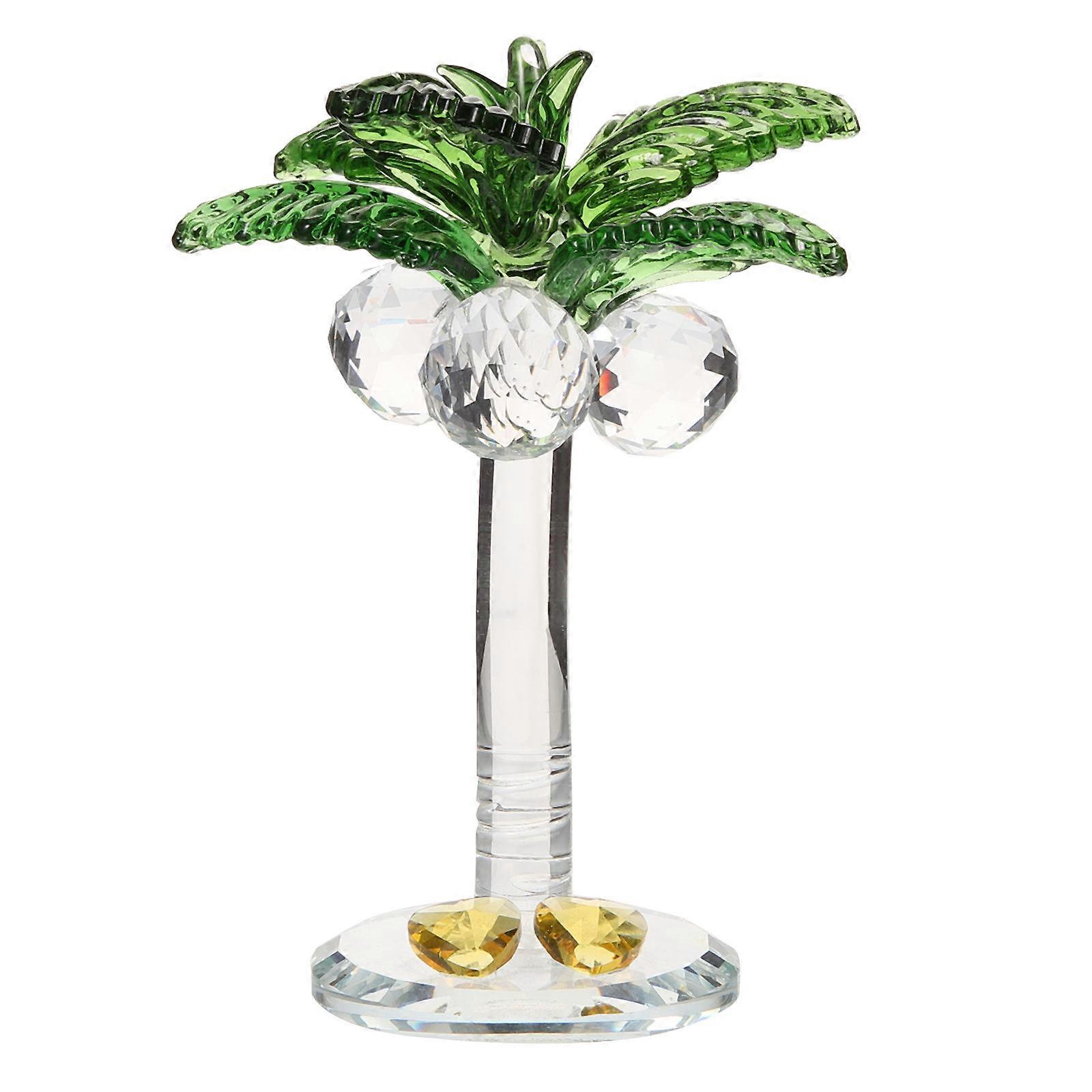 White Crystal Coconut Tree Ornament   Elegant Artificial Decorative Figurine with Stable Base for Home and Office   Stylish Xmas and Modern Interior
