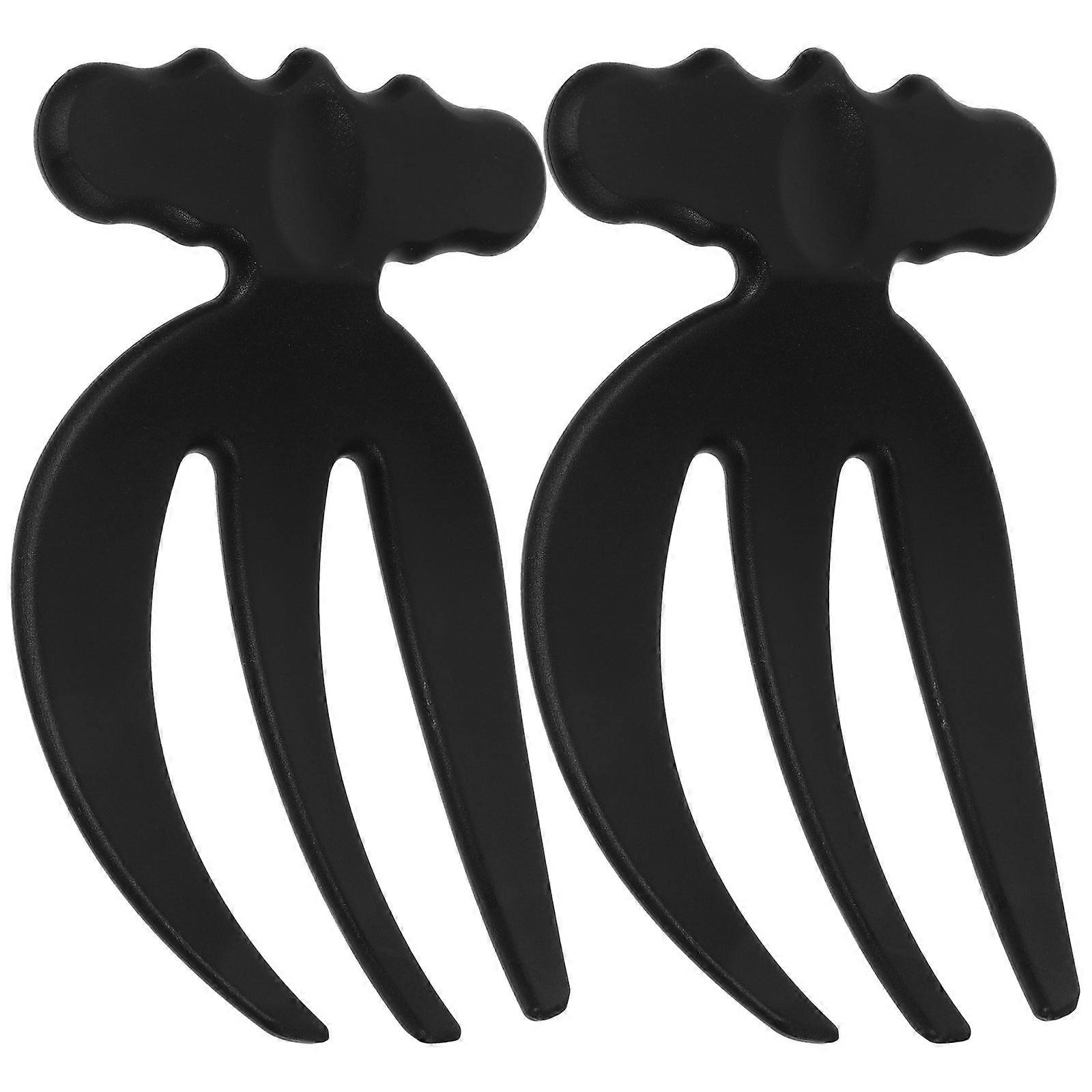 Black Salad Hands Set of 2 Comfortable Grip Mixing Forks for Salad Serving and Eating
