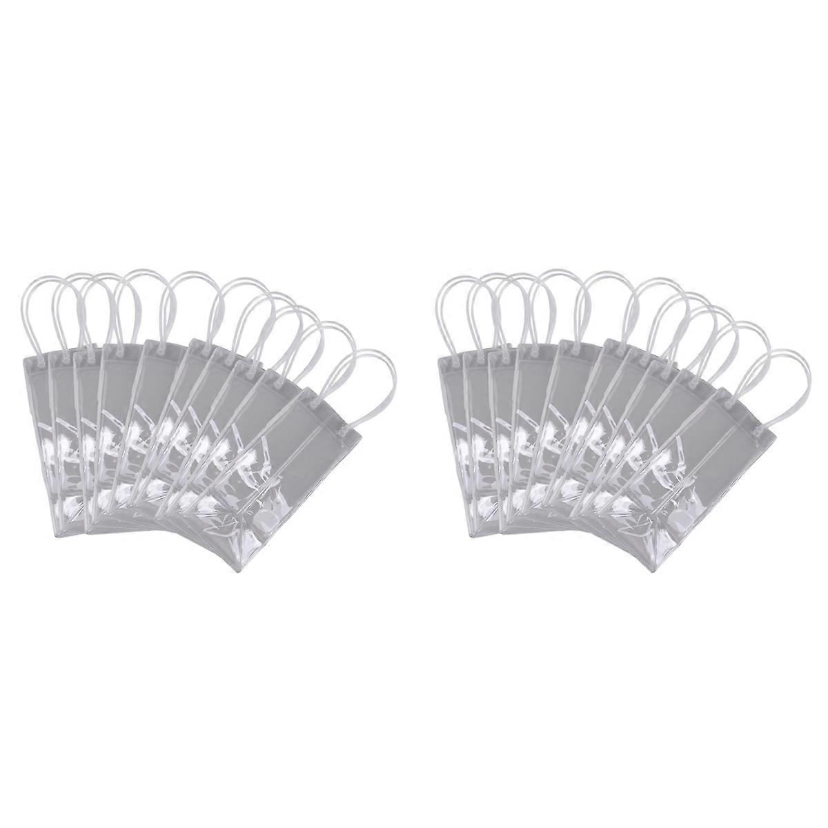 Pack of 10 Wine Cooler Bag Ice Bag Transparent PVC with Handle