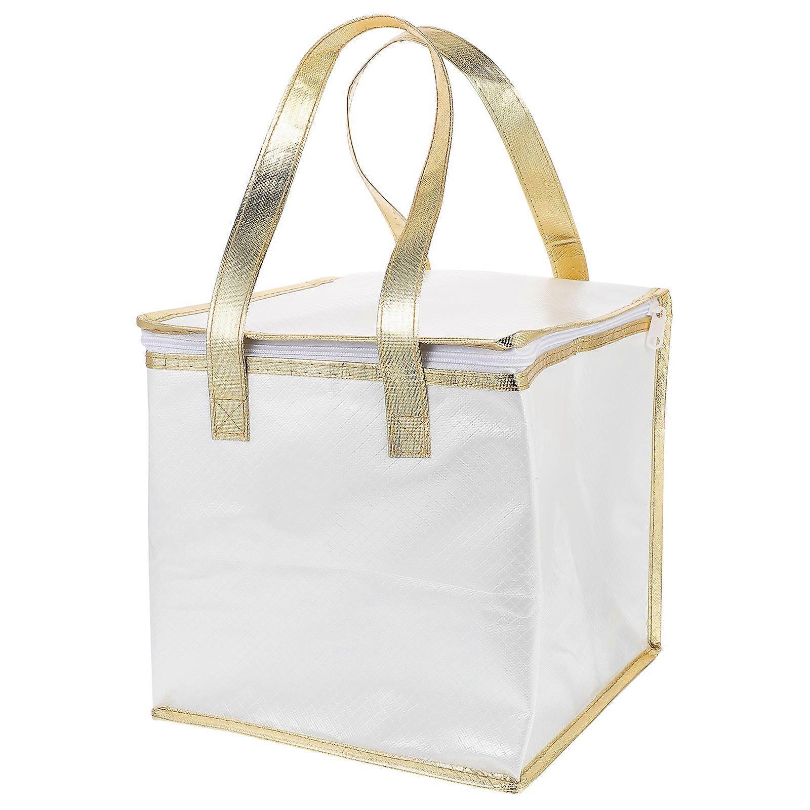 Portable Cake Storage Bag Insulated Thermal Food Package Ideal for Storing with Handle White Composite Material