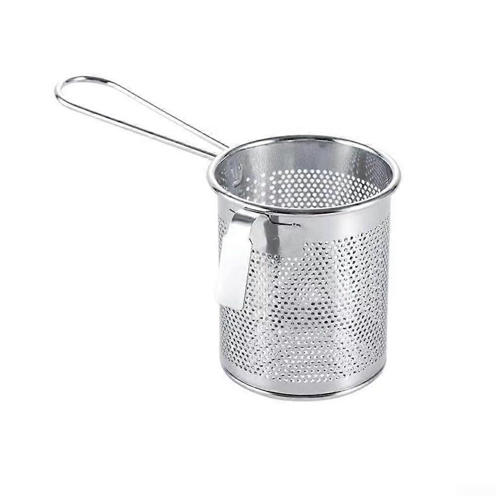 Food Strainer, Mesh Noodle Basket with Handle, Noodle Strainer, Stainless Steel Mesh, Spider Strainer for Noodle Dumplings (B)