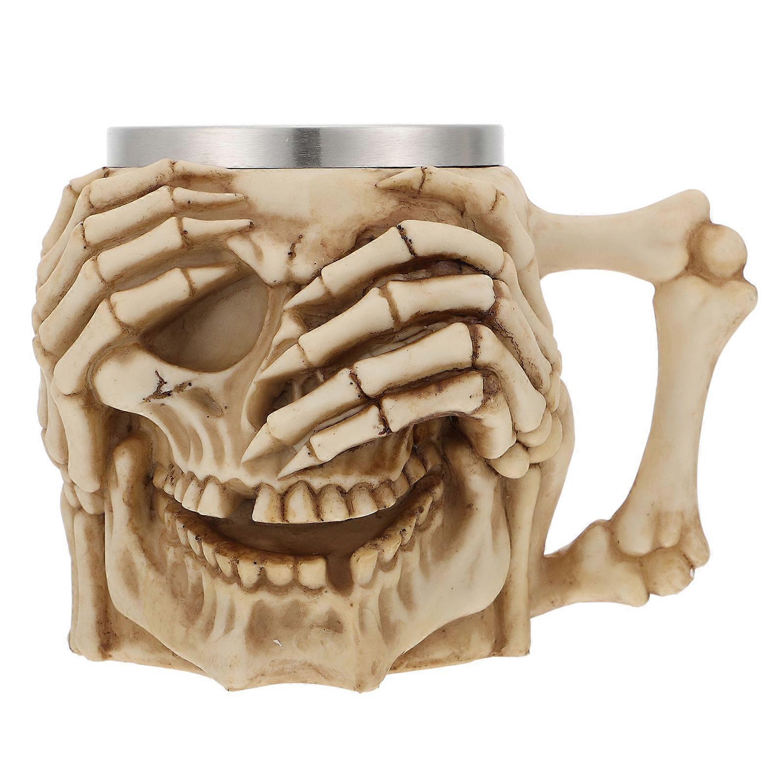 Funny Mug Skeleton Drinkware with Handle for Halloween Skull Shape Cup 13.5X11.5CM Suitable for Family 1Set