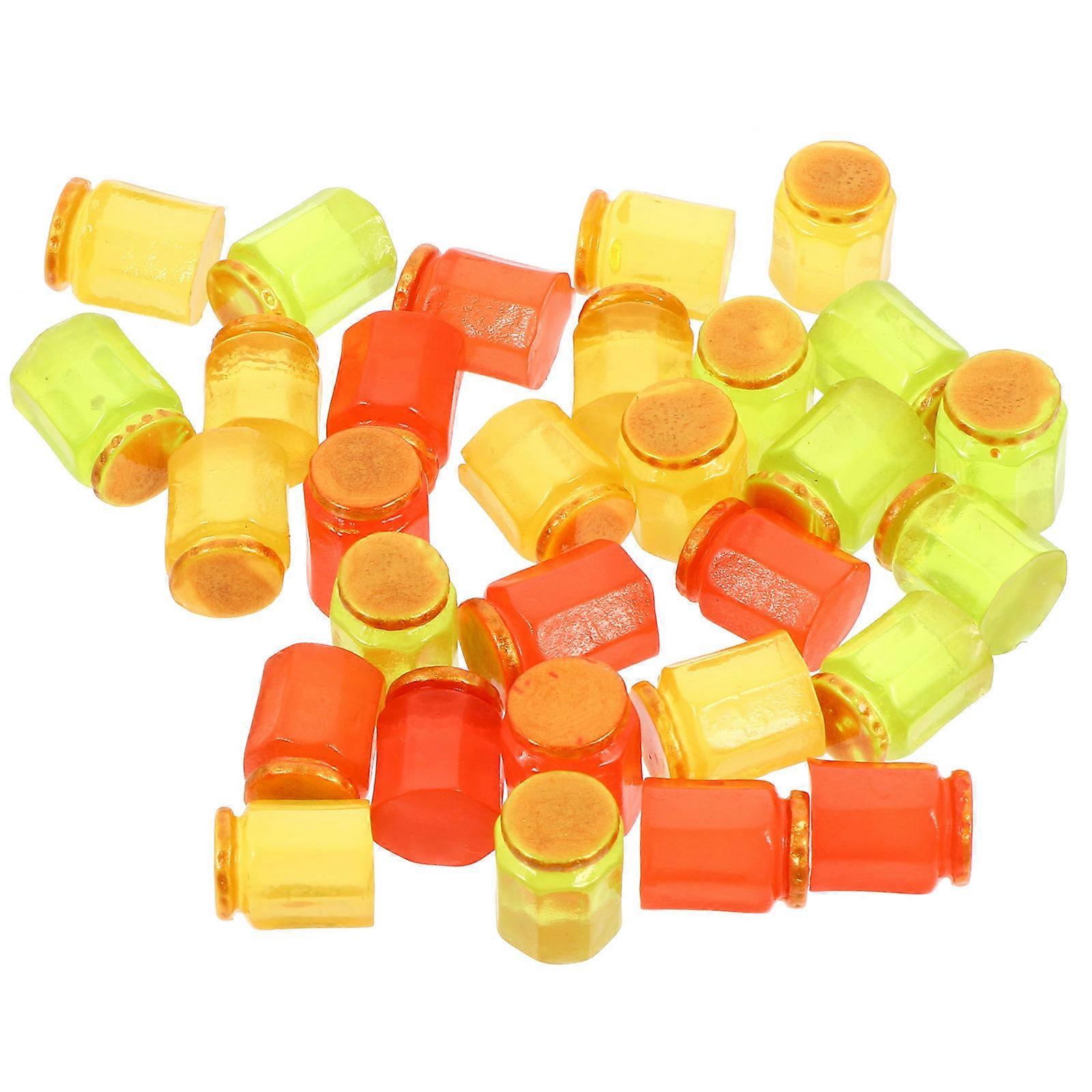 Dollhouse Decoration Mini Candy Jar Model Micro Landscape Creation Yellow Resin 30Pcs