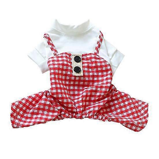 Pet Jumpsuit Button Design Classic Plaid Pattern Pet Overall Comfortable Soft Dog Jumpsuit Pet Supplies