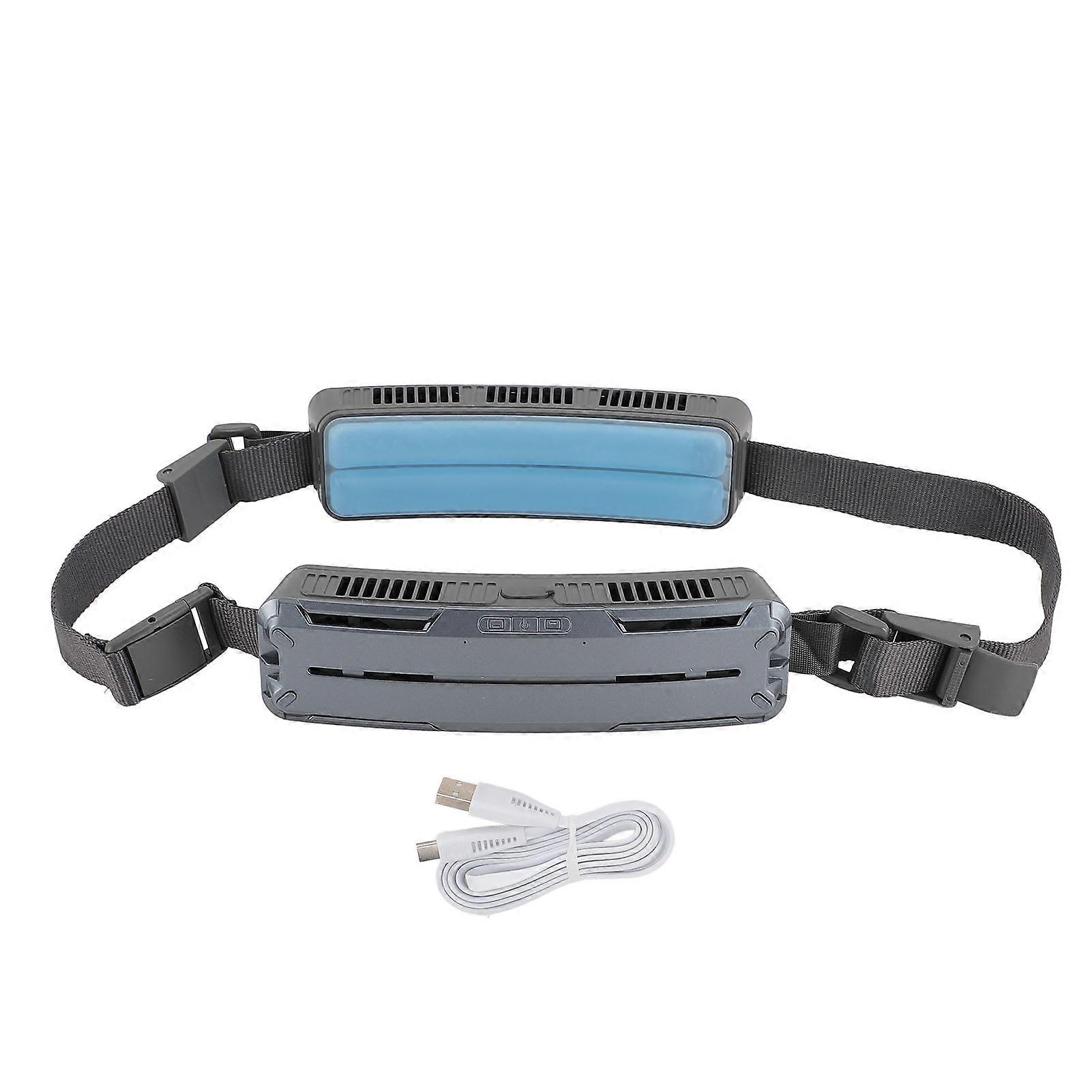 Wearable Waist Fan Double Side Cooling with Adjustable Belt 6500RPM Hands Free Rechargeable for Travel Camping Fishing Space Gray
