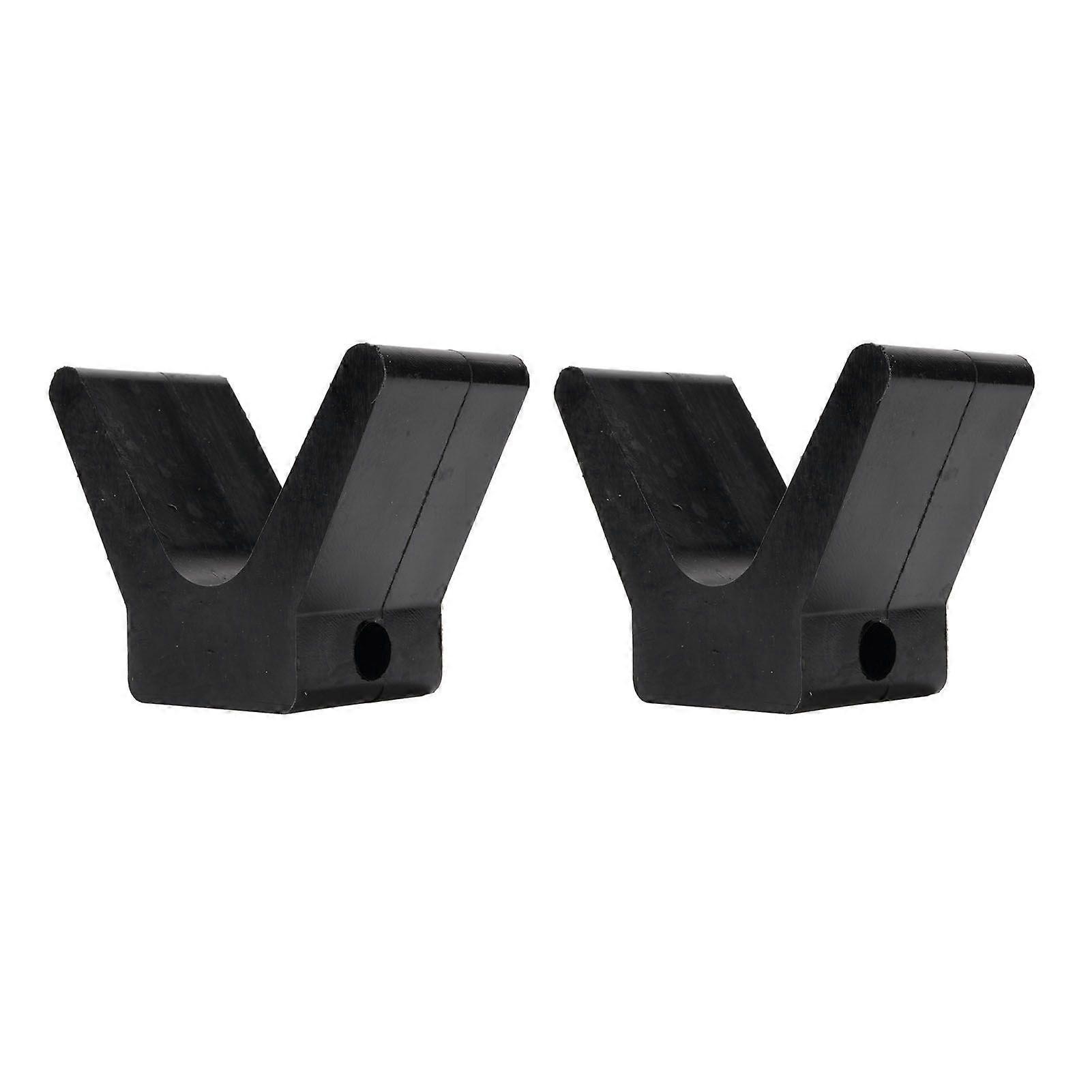 2PCS Trailer Boat V Block Rubber Bow Stop Black Marine V Shape Bow Stop 2 in Width 4in V Span 1/2in Mounting Hole MK61676