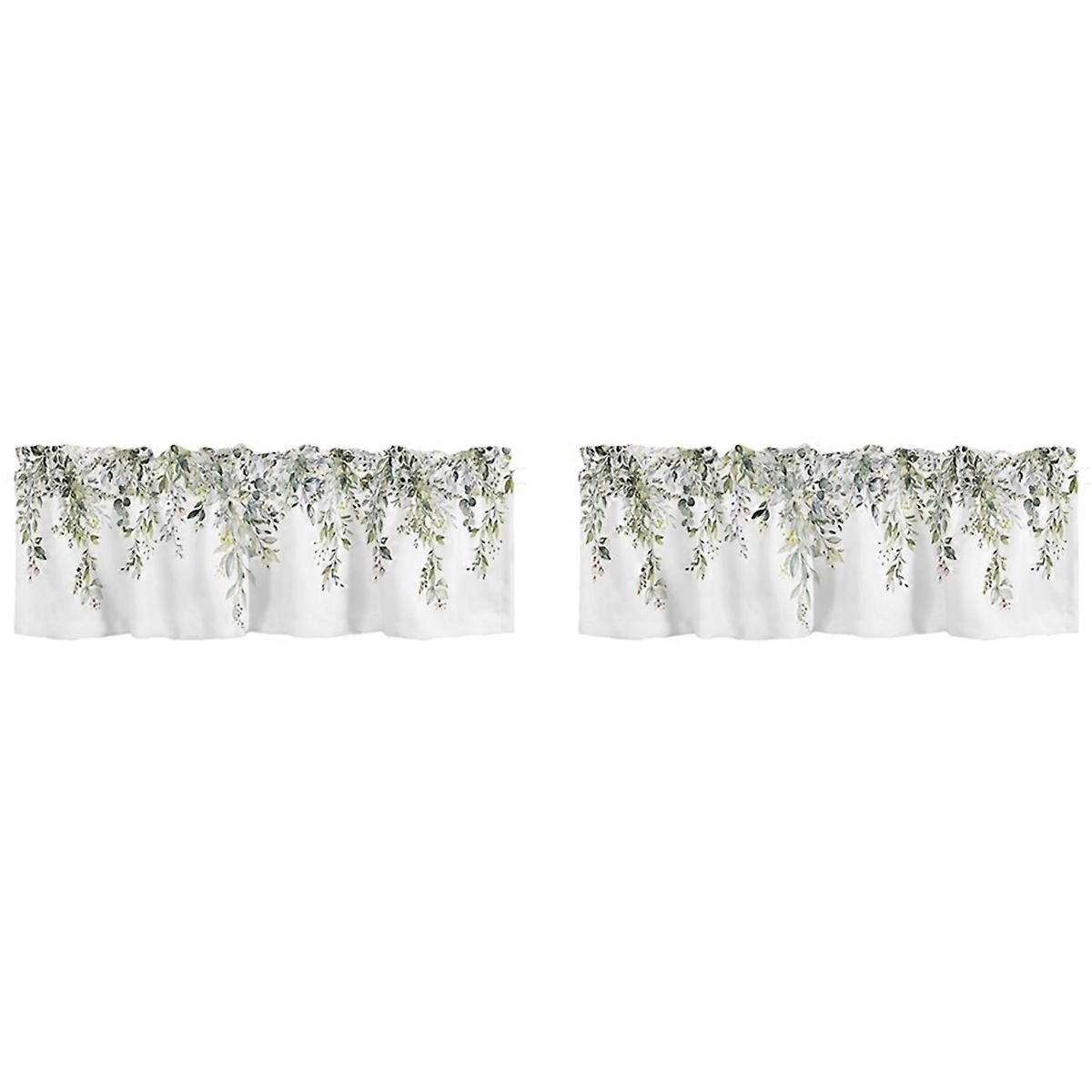 Sage Green Curtain Valance for Watercolor Eucalyptus Leaf Rod