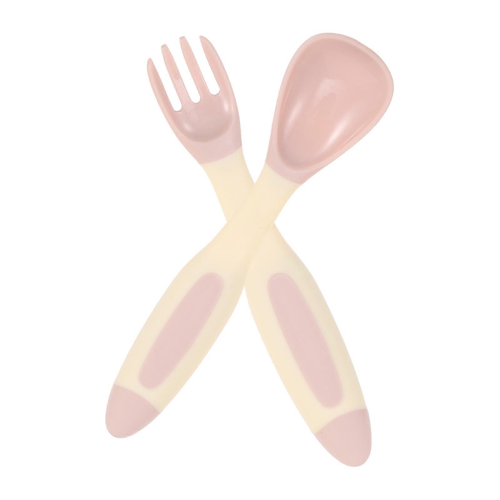 Toddlers Spoons Baby Fork and Spoon Sets Home Use Heat-resistant 14X4X1.5CM 2Pcs