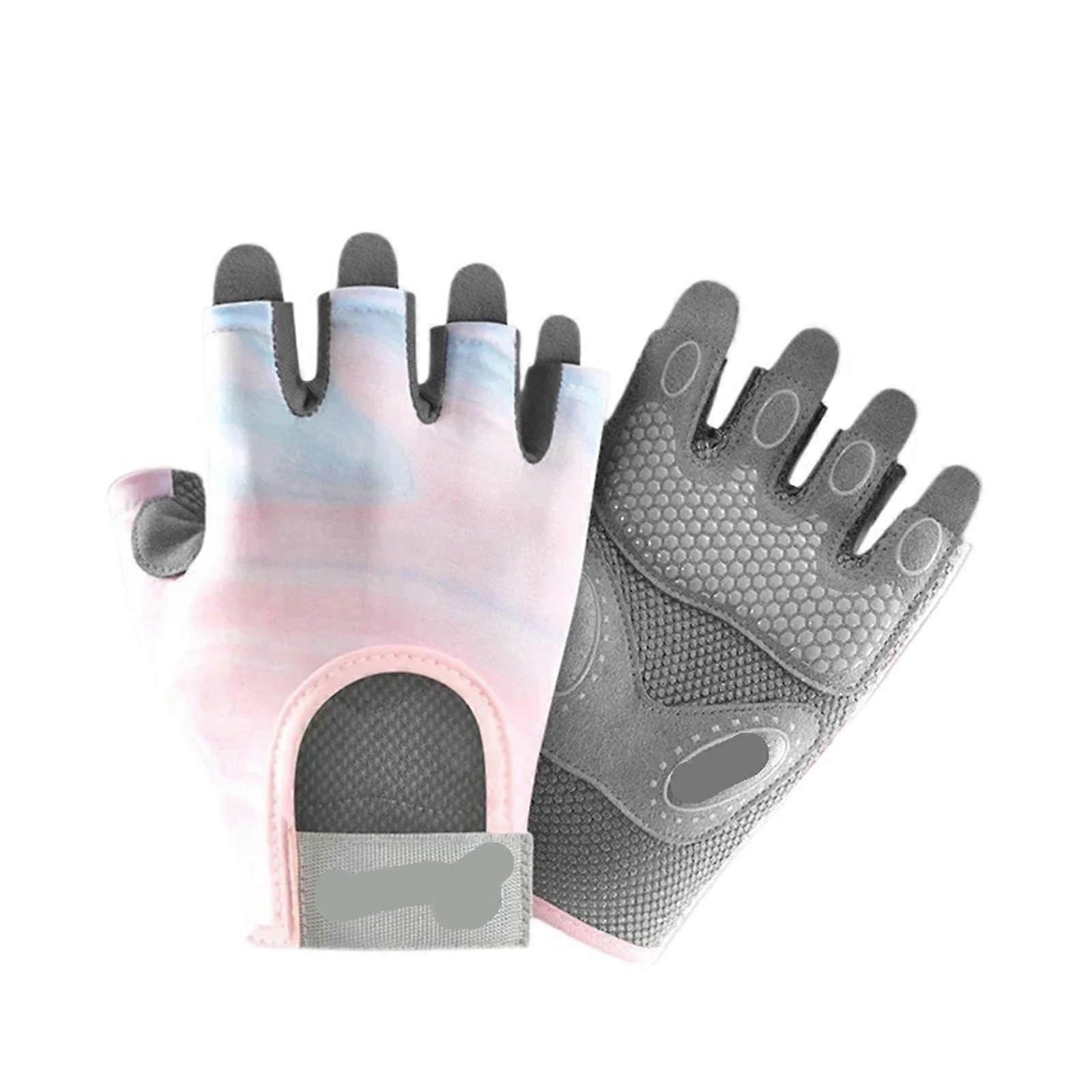 Fitness gloves for gym, climbing, breathable wrist strap, shock absorption (Pink Blue, M) Ref: 6243