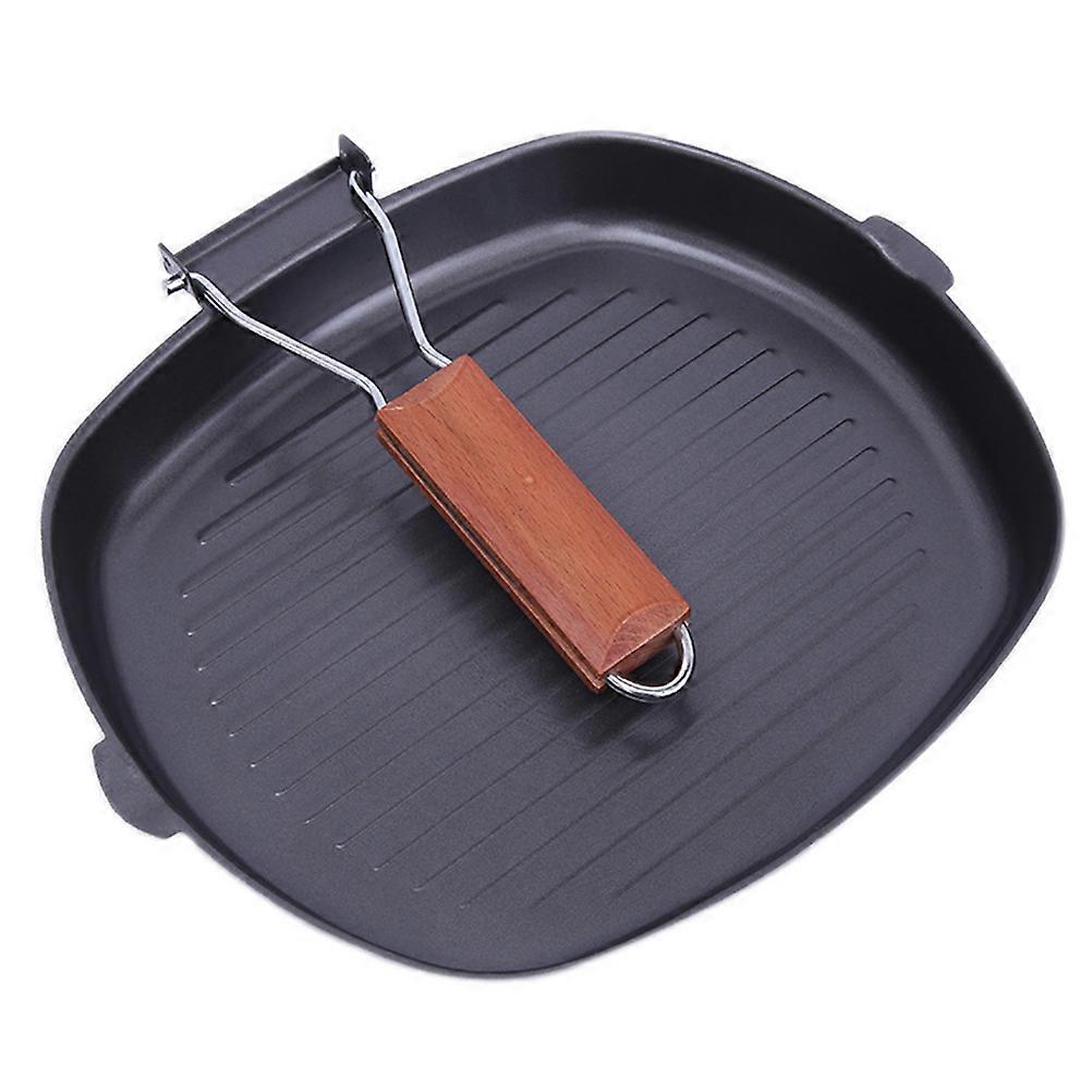 Breakfast Pan Nonstick Frying Pan Iron Cast Skillet Dark Grey Stripe Design for Steak Universal Users 1Set