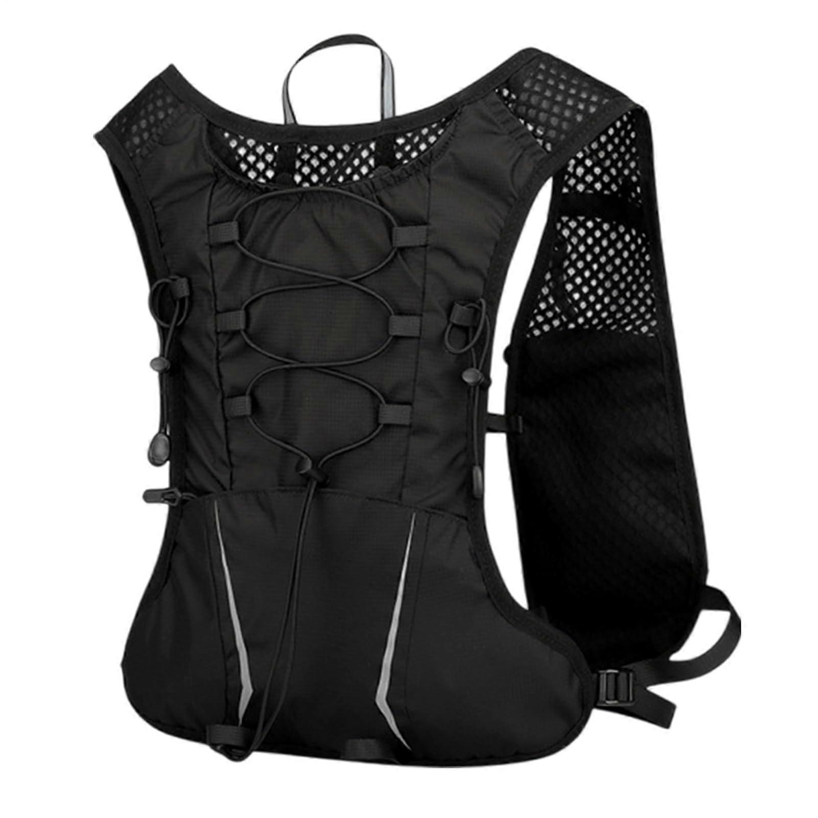 Hydration Backpack For Running And Jogging, Reflective Daypack With Pockets, Unisex Camping Cycling Hiking Schwarz B