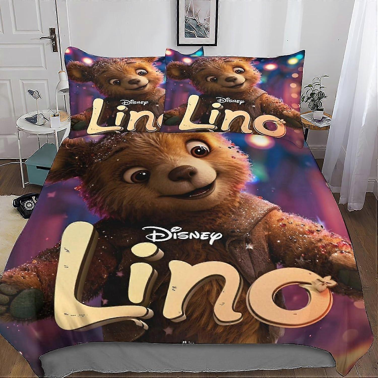 Medvídek Pú 3ks Povlak na přikrývku 3D tisk Kreslený povlak na přikrývku Povlečení Set s mikrovláknem a skrytý zip uzávěr s povlaky na polštáře pro dítě