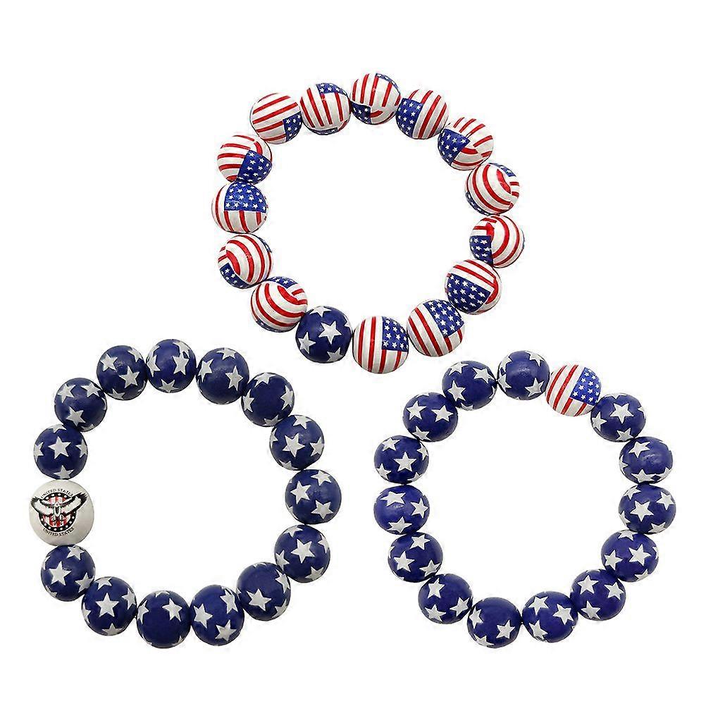 3 قطع سوار عيد الاستقلال الرابع من يوليو أساور مطرز وطنية يفضل الحزب