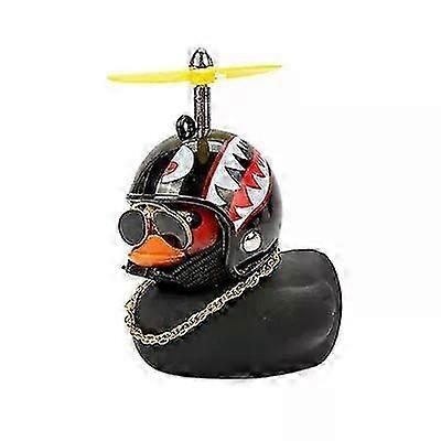Rubber Wind Duck Toy for Cars and Motorcycles - Yellow Dashboard Decoration with Cool Glasses and Propeller Helmet