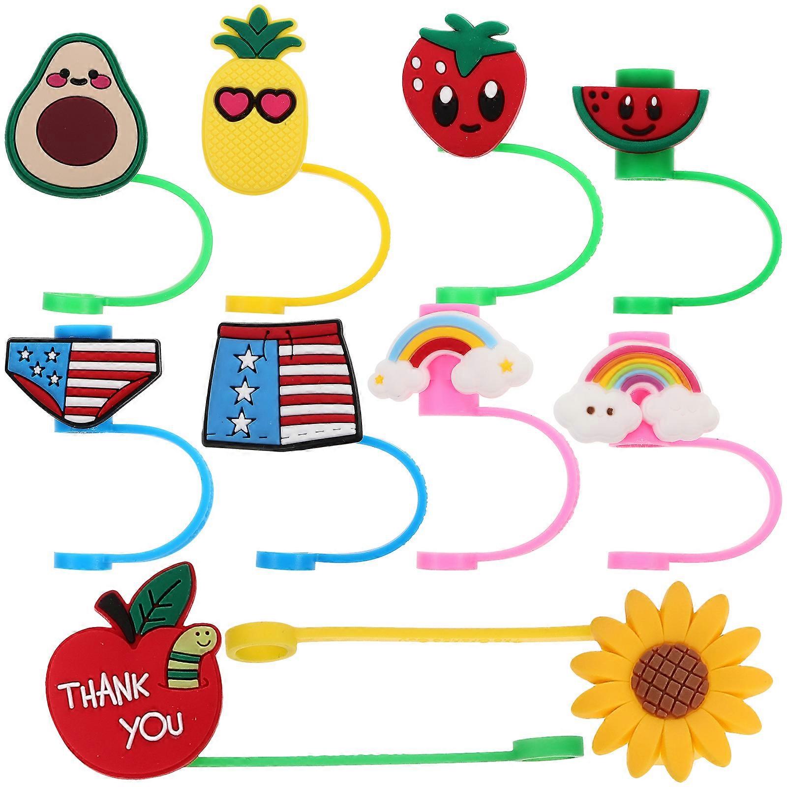 Reusable Straw Cover Cap For Party And Everyday Use Assorted Color 8x3x1.5cm 10Pcs