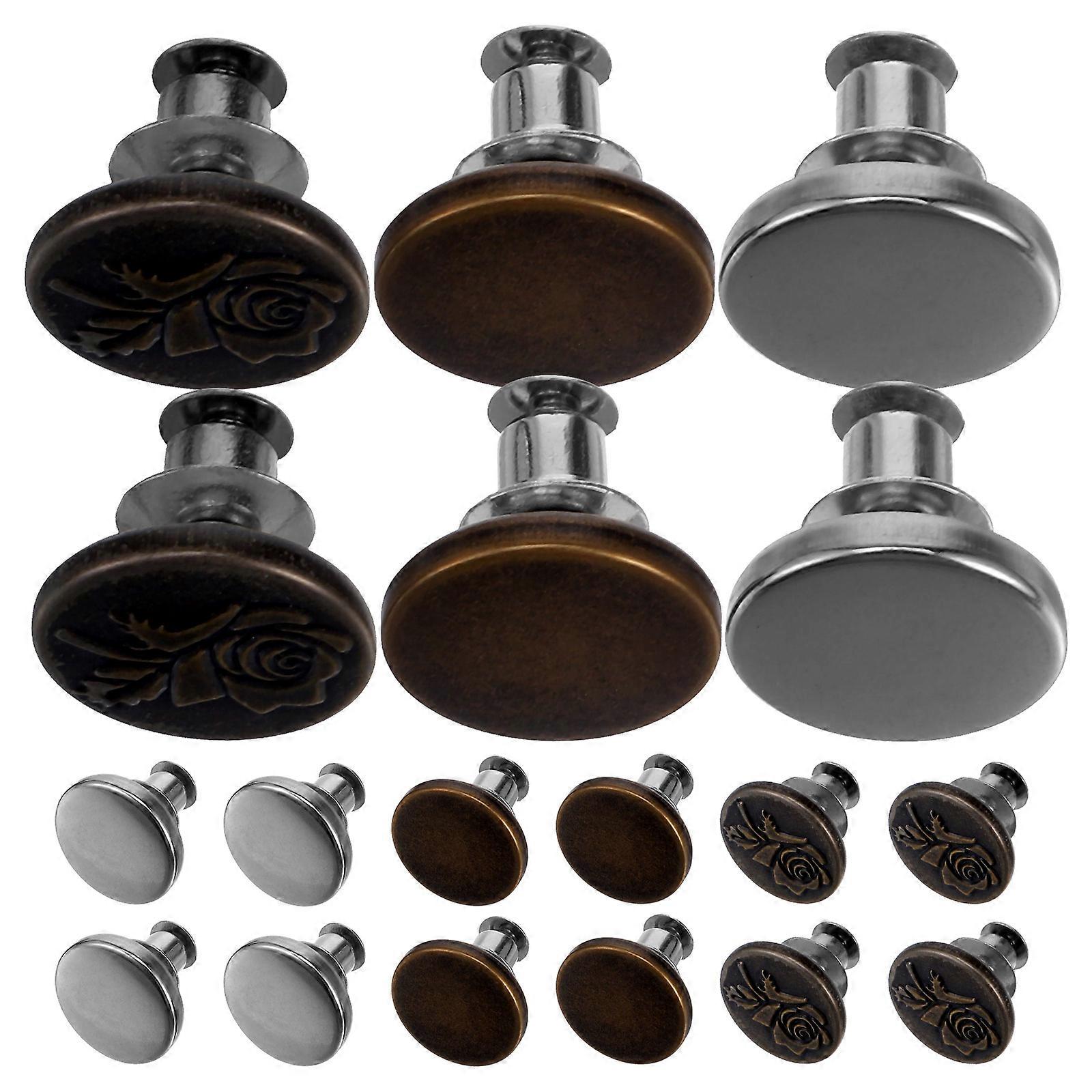 Pants Button Tightener Removable Metal Jeans Buttons Handicraft Enthusiasts 15Pcs Round Antique Bronze