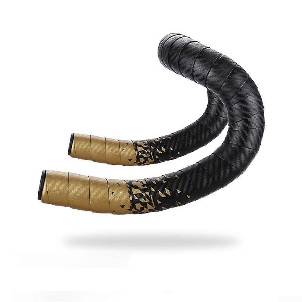 Padded Handlebar Grips for Road Bicycles, Comfort Foam Design, Black and Gold Color, Ergonomic Fit for Long Rides