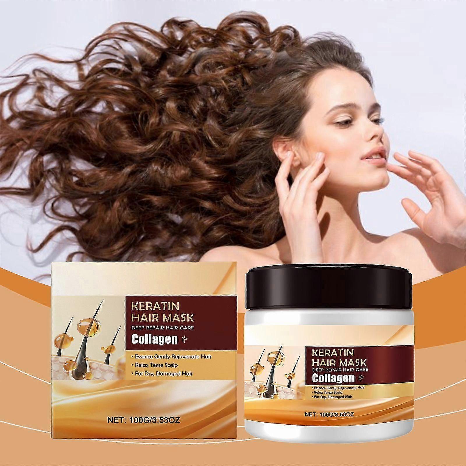 コラーゲンヘアトリートメント、ケラチンヘアマスク、ダメージヘア用ヘアマスク - 乾燥したダメージヘアのためのインテンスリペアトリートメント - 強度と輝きを取り戻す - アル