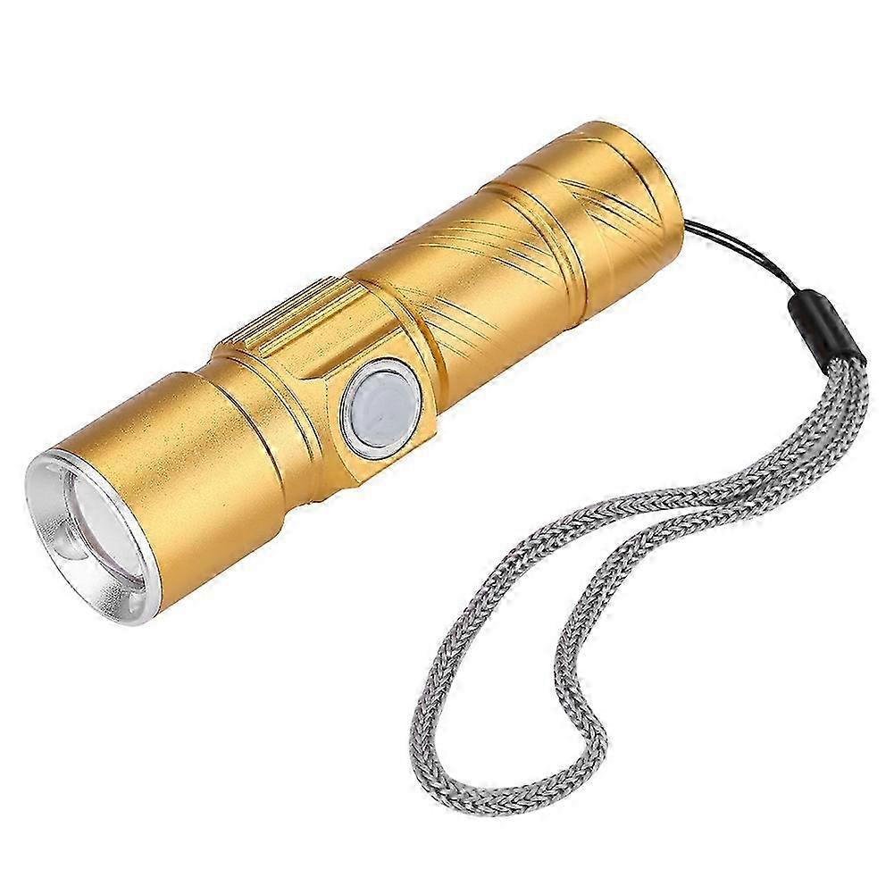 Compact USB LED Flashlight with Projector Ideal for Outdoor Camping Activities