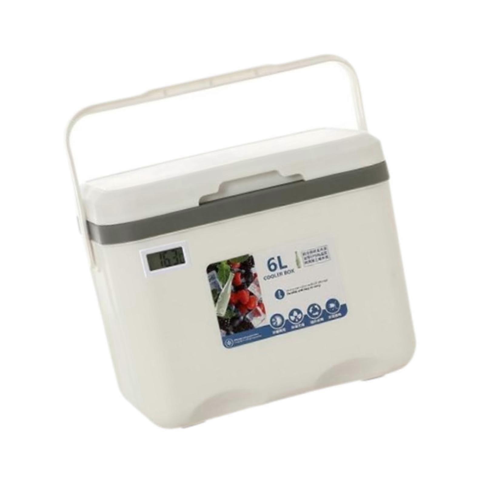 Cool Box Insulated Portable Cool Box with Handle 6L Portable Small for Boat Picnic Stand Camping BBQ White