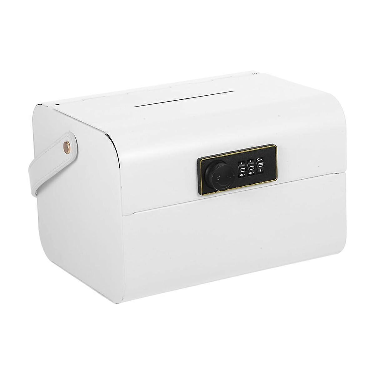 5〜12歳の子供のための貯金箱、コード付きポータブルキッズセーフバンク、コンビネーションロックホワイト付き小型キャッシュボックス
