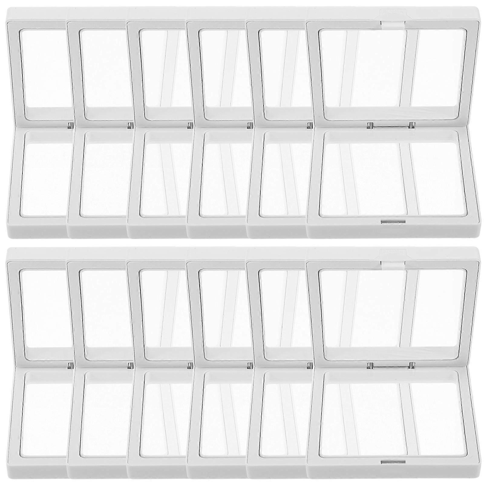 Coin Display Case Floating Frame Jewelry Holders ABS Material 3.5×3.5×0.8in Dust-Proof Collectors 12Pcs