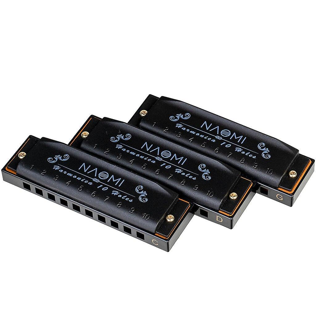 3Pcs Hoodoo Blues Harmonica C D G Tone Harmonica Set With Case