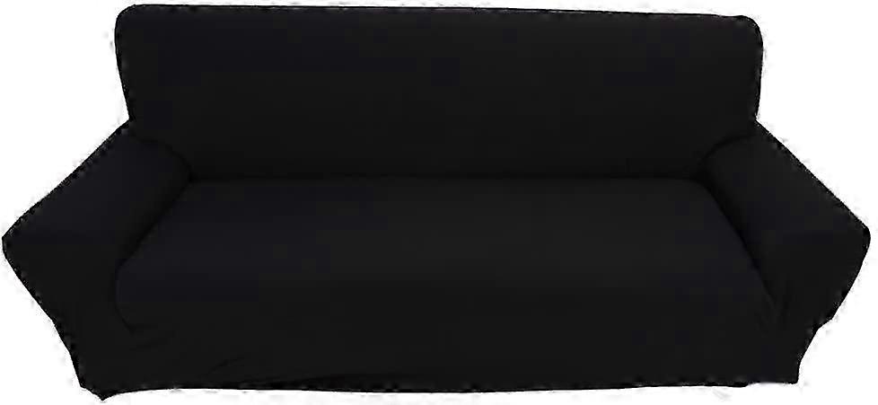 3人掛けソファカバーソリッド弾性ファブリックスリップカバーソフトカウチカバーソファプロテクターホームデコレーション190-230cm(カラー:ブラック)