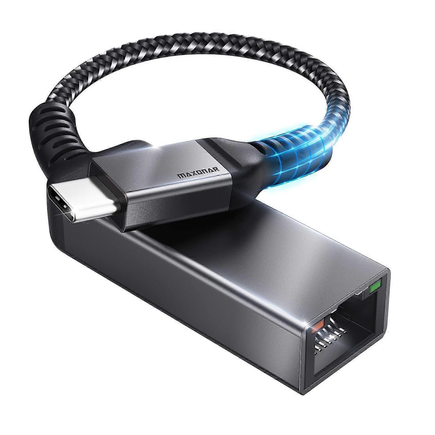 USB C to Ethernet Adapter, 10/100/1000 Gigabit RJ45 to (Thunderbolt 3/4) 1Gbps Type C Ethernet LAN Network Adapter for Ma