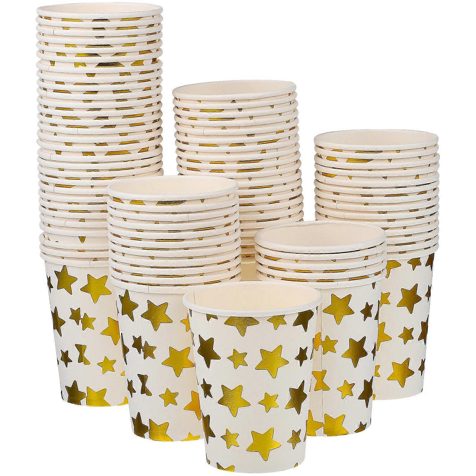 100 Pcs Gold Paper Cups for Beverage Drinking