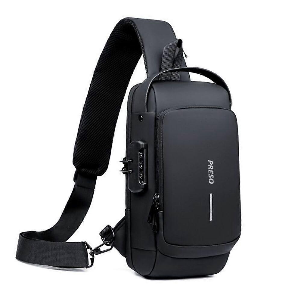 Shoulder Bag, Men's Chest Bag, Chest Bag with AntiTheft Protection, Shoulder Bag, Shoulder Bag with AntiTheft Protection, black, Sporty