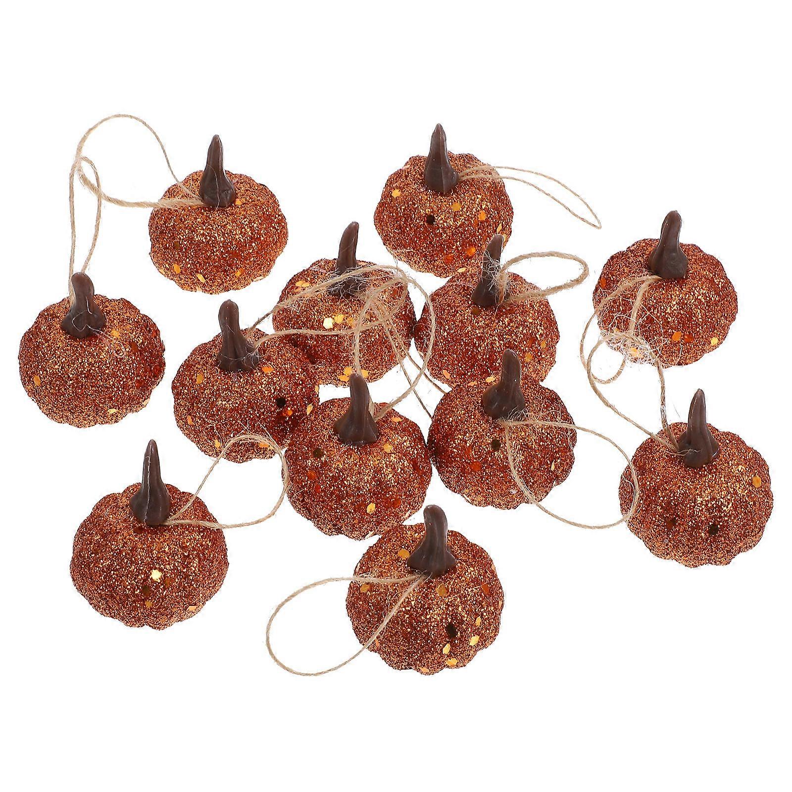 12pcs Mini Glitter Foam Pumpkins Halloween Fall Harvest Thanksgiving Party Decoration Realistic Lifelike Craftsmanship Props
