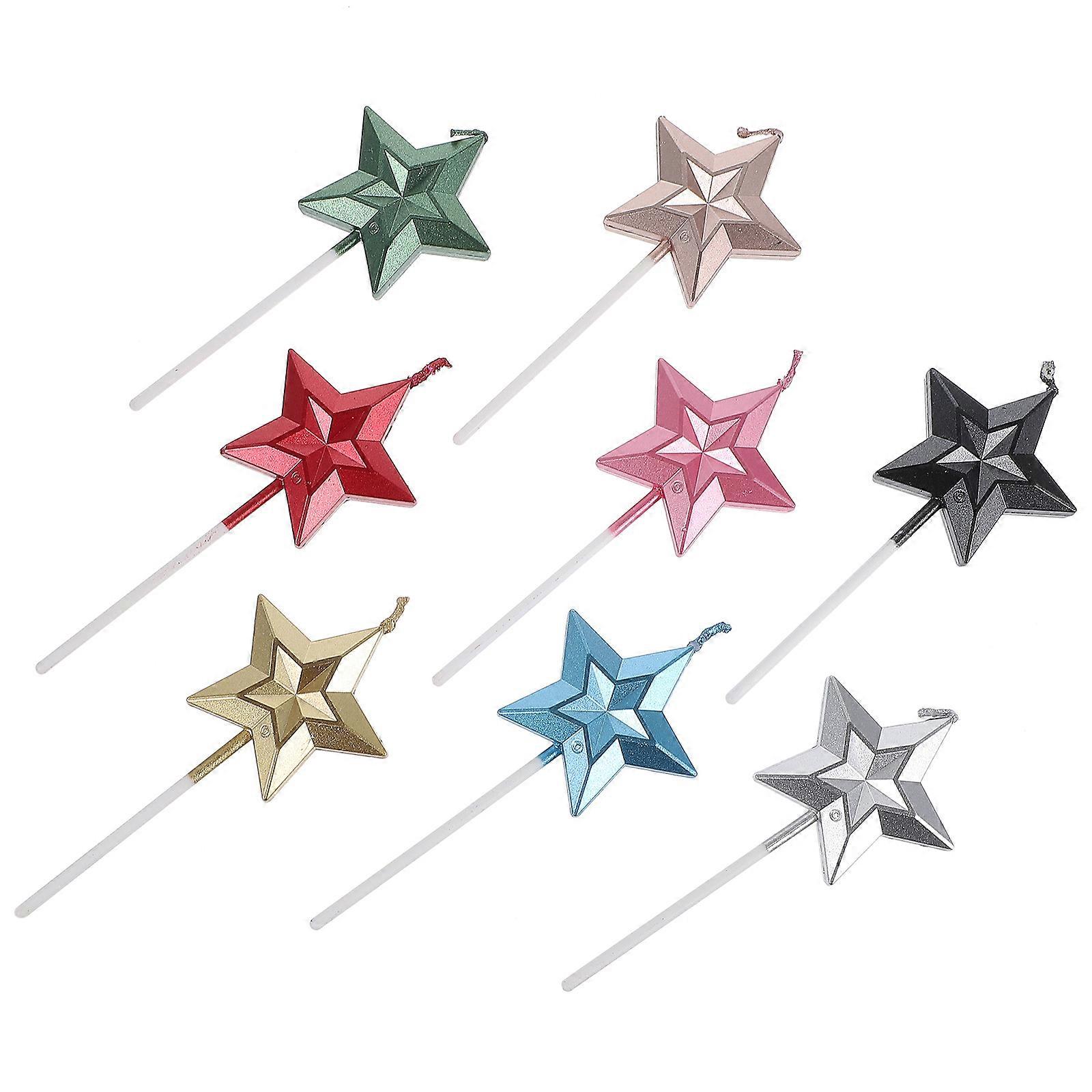 Five-Pointed Star Cake Decoration Insert Party Props 3D Five-Pointed Star Assorted Color Decorate Cakes 8Pcs